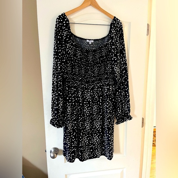 White Birch Black with Small white Dot Pattern Stretch midi length Size 3X - Picture 1 of 16